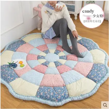 145cm Cotton Reversible Carpet,Pope Woven Carpet Woven Solid Color Round Rug Cushion Circular living Room Bedroom Rug - Цвет: Сливовый