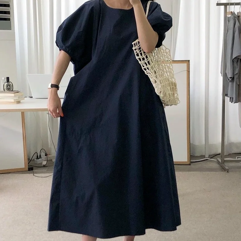 Шикарное повседневное длинное платье для женщин летнее однотонное Хлопковое с