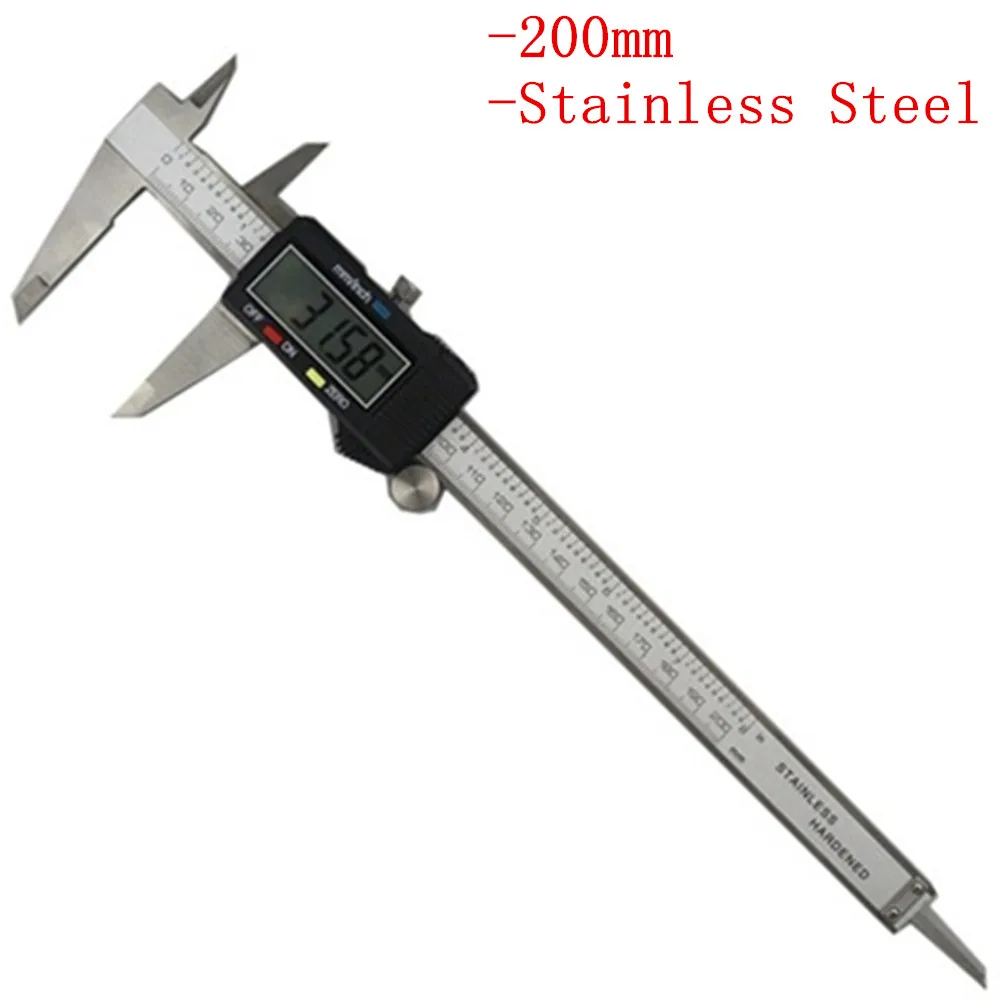 200mm Metal 0-150/200/300 мм 0,01 мм электронный цифровой штангенциркуль с нониусом, штангенциркуль с нониусом Нержавеющая сталь микрометр измерительный инструмент с ЖК-дисплей Экран - Цвет: 200mm Metal