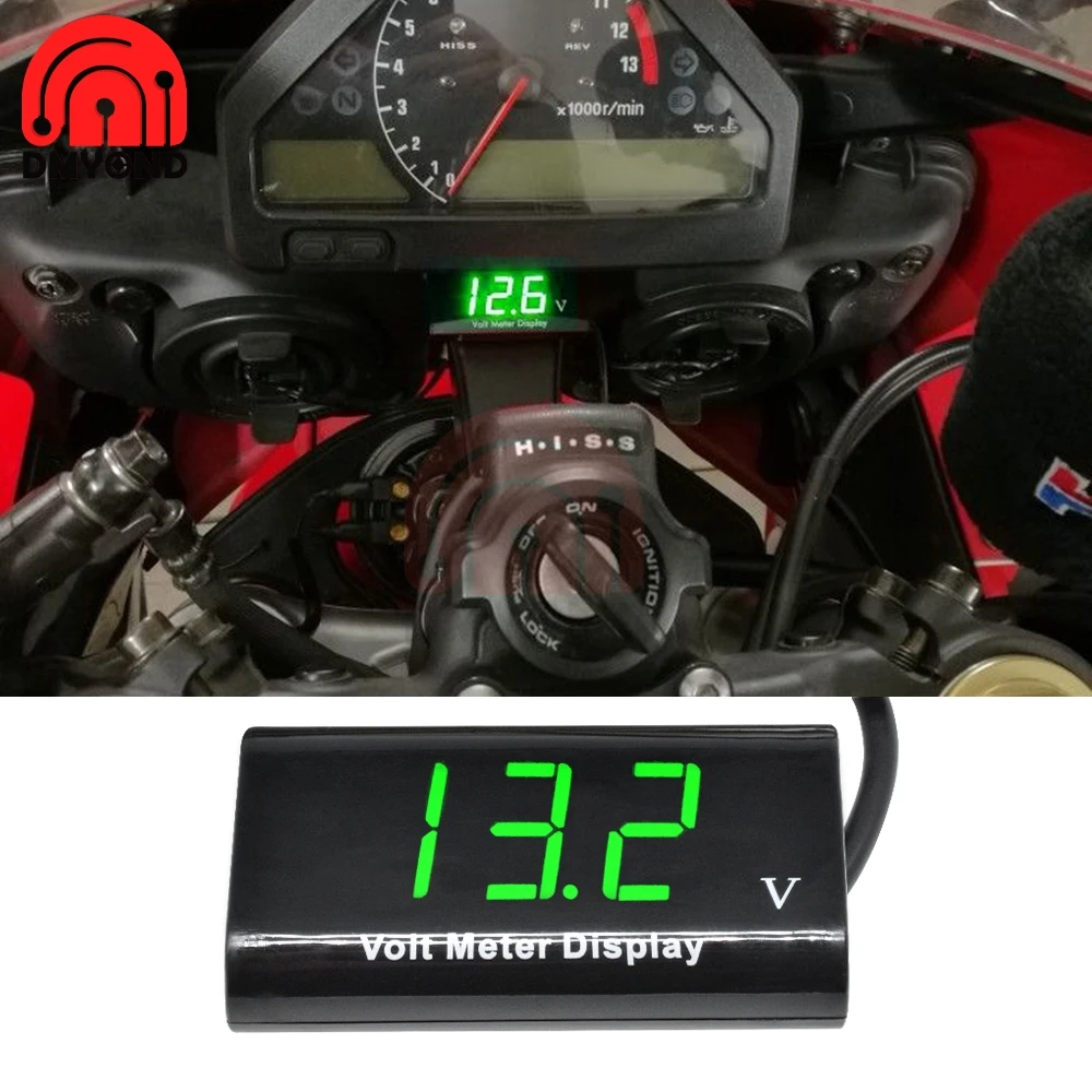 

IPX6 Green DV 3V-18V Motorcycle LED Digital Display Voltage Meter Tester Panel Waterproof Voltmeter for Car Motorcycle Bicycle