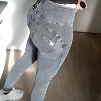 melody high waist jeans for women slim stretch denim jeans bodycon push up butt liftins skinny jeans woman gray