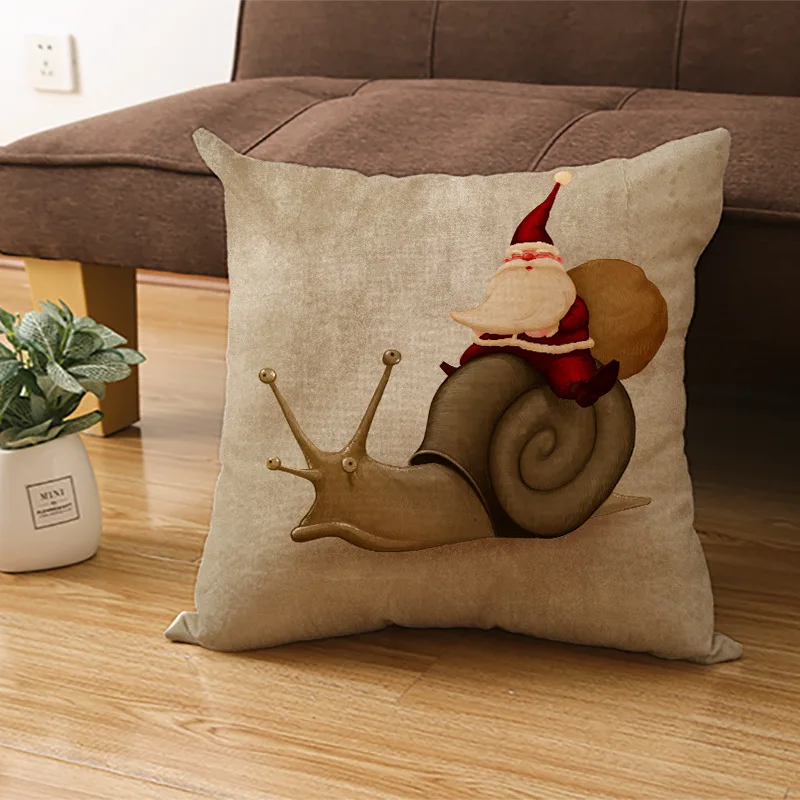 Веселая Рождественская льняная Наволочка на подушку Мягкая Милая подушка для