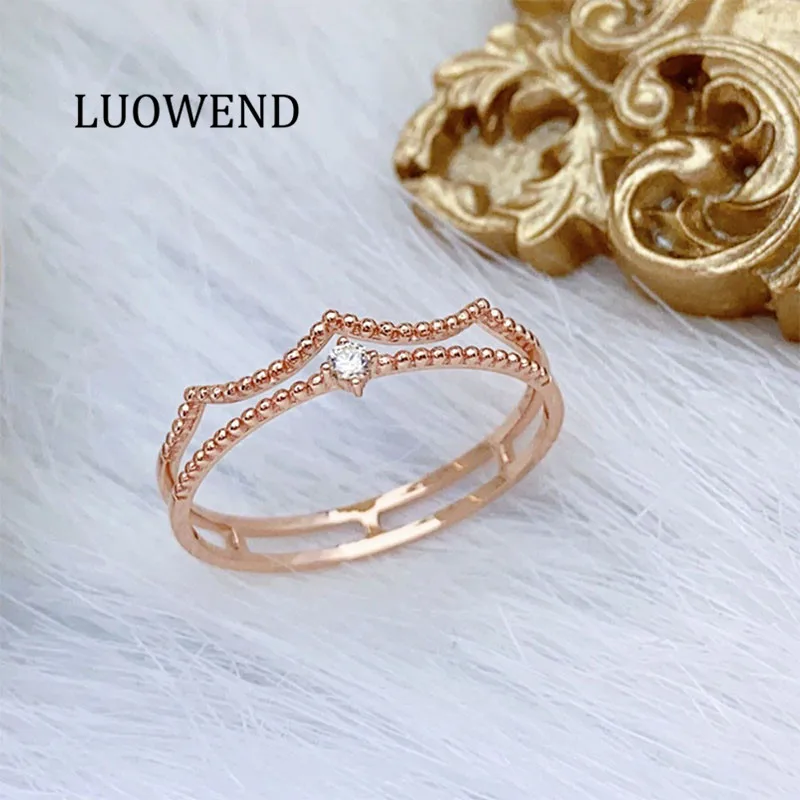 LUOWEND розовое золото 18 карат прекрасный Женское Обручальное Кольцо