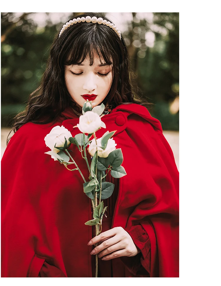 

2021 Spring Women Sleeveless Woollen Red Cloak Long Coat Loose Ponchos Bat Sleeve with Hooded Cloak Gothic Women Cardigan Cloak