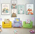 Животные для малышей, Медведь, Кролик, лиса, олень, холст, художественная живопись, детская комната, мультфильм, скандинавский постер и печать картин, детская комната, домашний декор