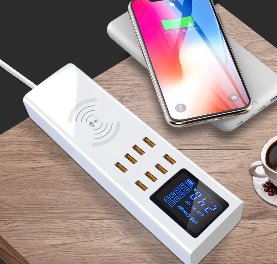 Qi Беспроводное зарядное устройство умное USB быстрое с несколькими портами