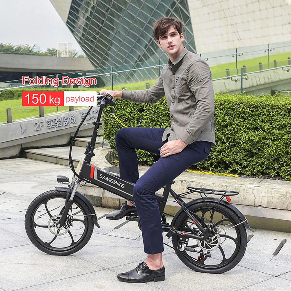 

350W Folding Electric Fat Tire Bike 20" 48V 10.4AH Beach E-bike Black