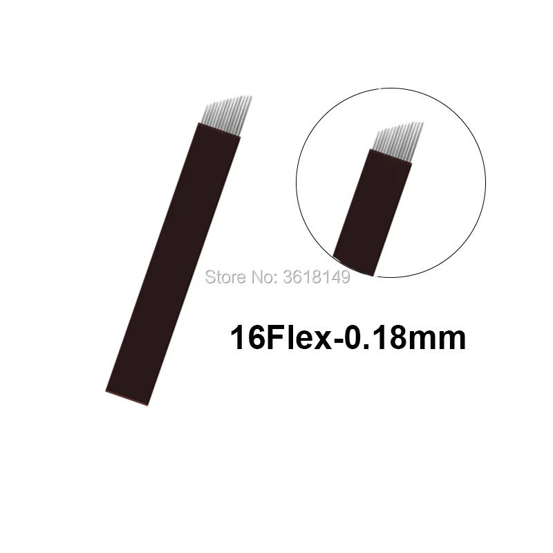 16flex 50 шт. Lamina Tebori U 18 микроблейдинг Pin 0,18 мм иглы для татуажа 12 14 12U 16 Перманентный макияж бровей вышивка лезвия ручка - Габаритные размеры: 16flex