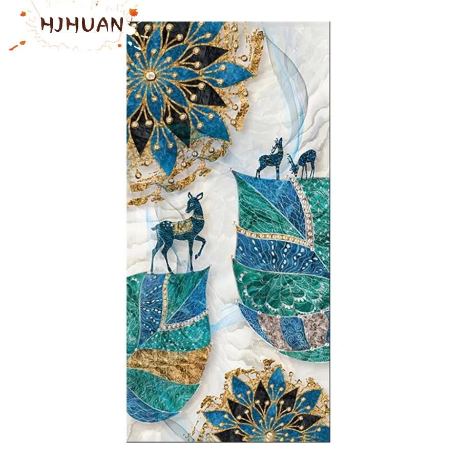 

New 5D crystal Round diamond painting Abstract deer leaves DIY diamond painting embroidery Cross stitch Home Decor diamond gift