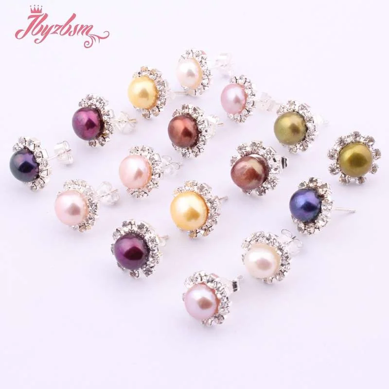 Круглые серьги из натурального пресноводного жемчуга 7 мм модные тибетского