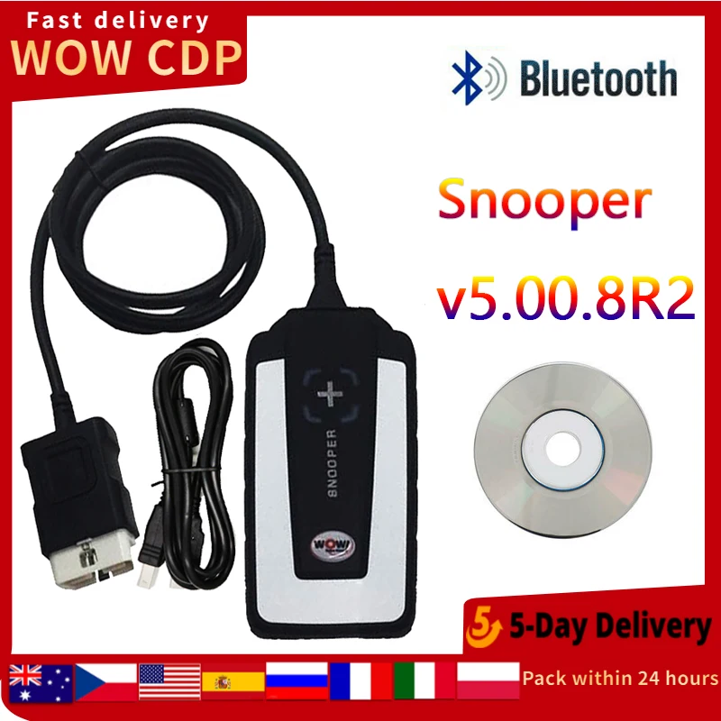 Диагностический прибор TCS WOW Snooper 5.00.8 R2 Bluetooth pro plus delicht ds150e 2020 autocom многоязычный для