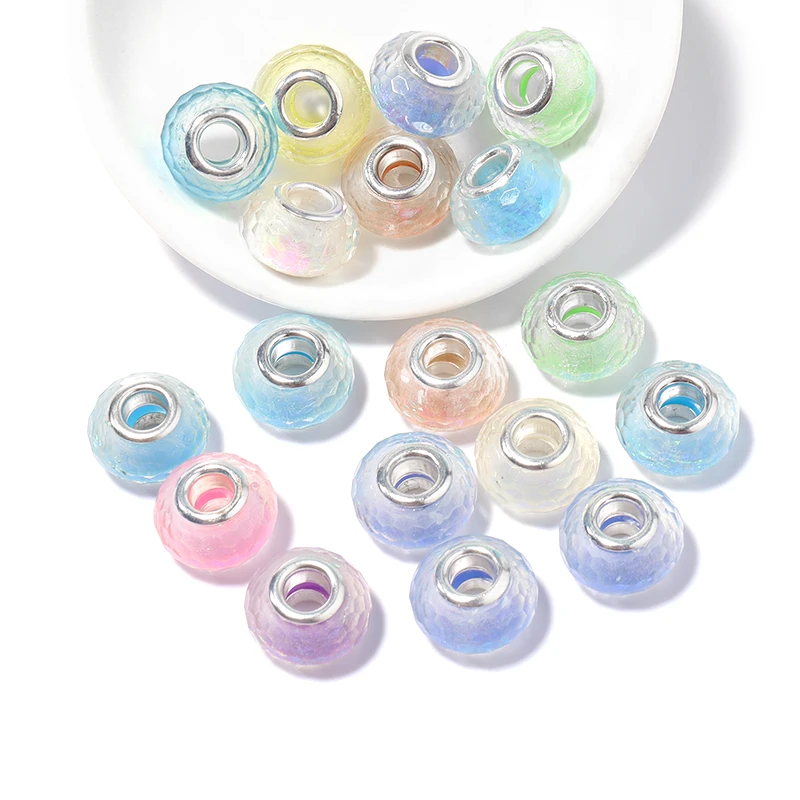 

20Pcs/lot 14mm Mixed Color Resin European Beads Big Hole Loose Spacer Bead For Jewelry Making DIY Bracelet Necklace Findings