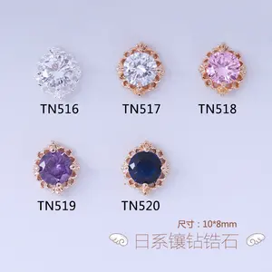 10 шт.лот 3D сплав Круглый Циркон дизайн ногтей Золотой Серебряный Розовый металлический Маникюр Аксессуары для ногтей для самостоятельного маникюра украшения ногтей Подвески для ногтей