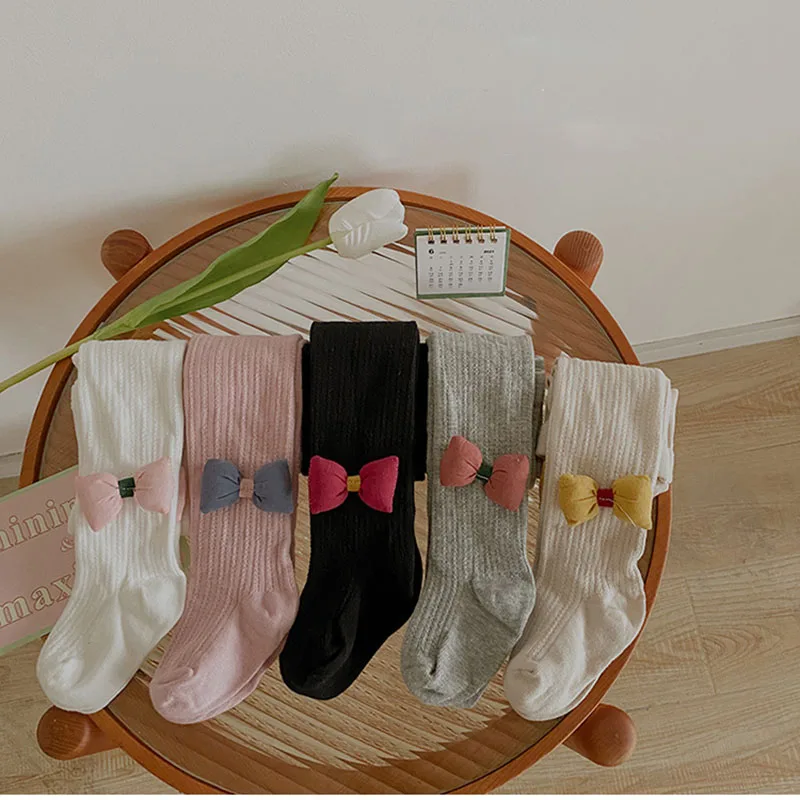 

MILANCEL 2021 Autumn Girls New Socks Cartoon Bowknot Leggings Girls Cotton Cuyr Baby Pantyhose