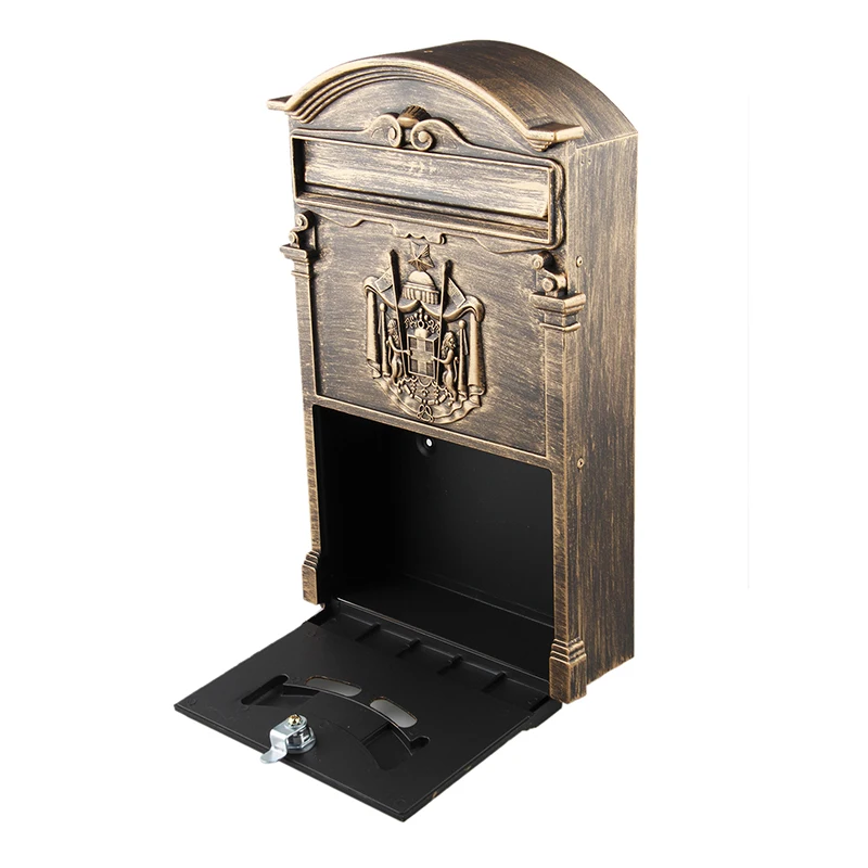 

LOCKABLE SECURE POSTBOX LETTERBOX WALL MOUNTED STAINLESS MAIL POST LETTER BOX Model:Bronze