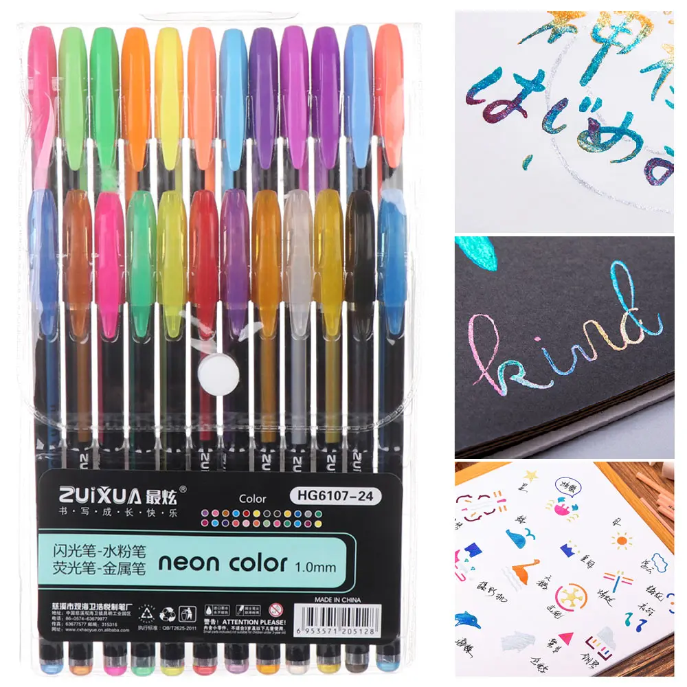 12 шт. набор гелевых ручек металлическая Пастельная блестящая неоновая маркерная