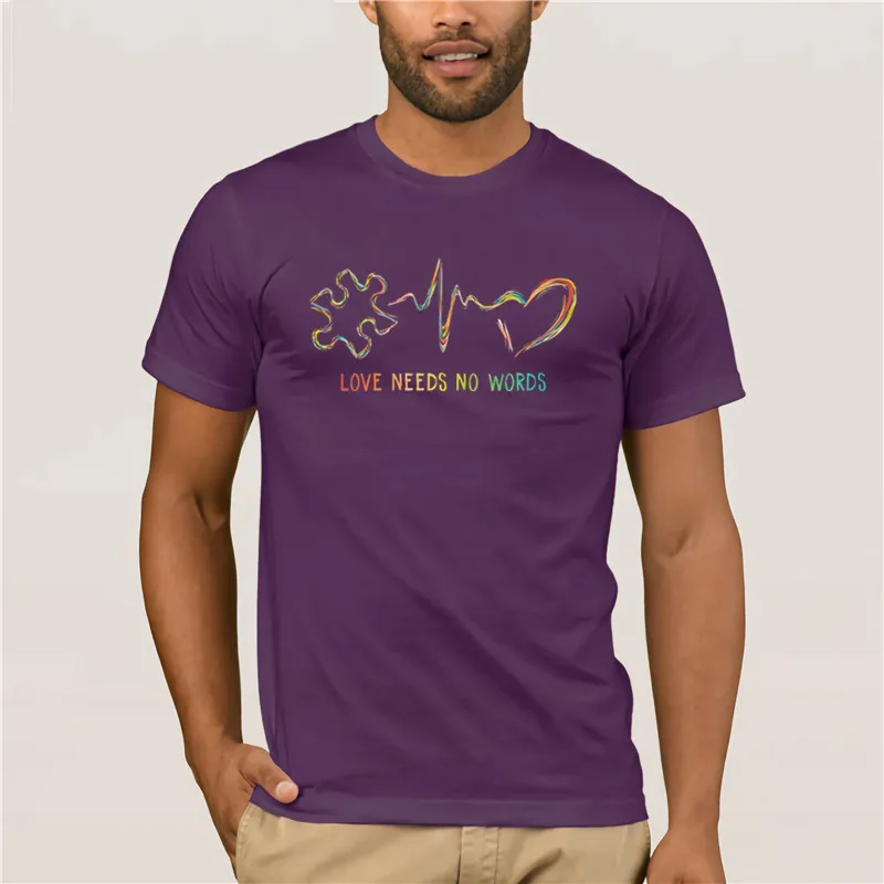 

2020 Brand Autism Awareness Love Needs No Words men t-shirt Fashion summer Mens Short sleeve T Shirt