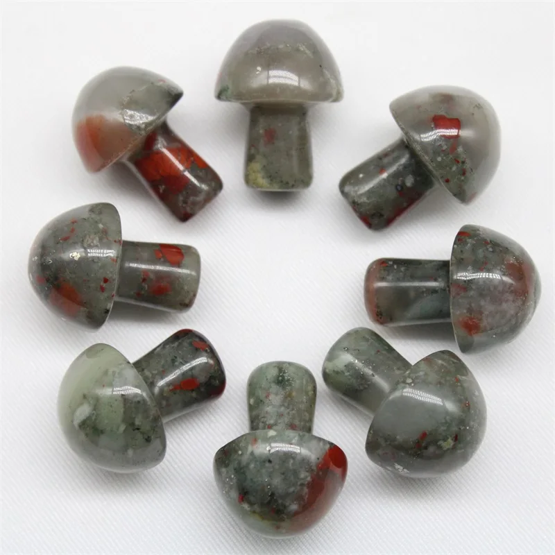 

Dragon Bloodstones Mixed Natural Stone Hand-carved No Hole Mini Mushroom Pendant for Jewelry Making Accessories 20*15mm 15pcs