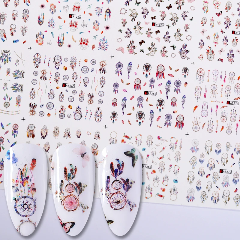 Набор стикеров LEMOOC для дизайна ногтей 12 типов смешанный дизайн переводная