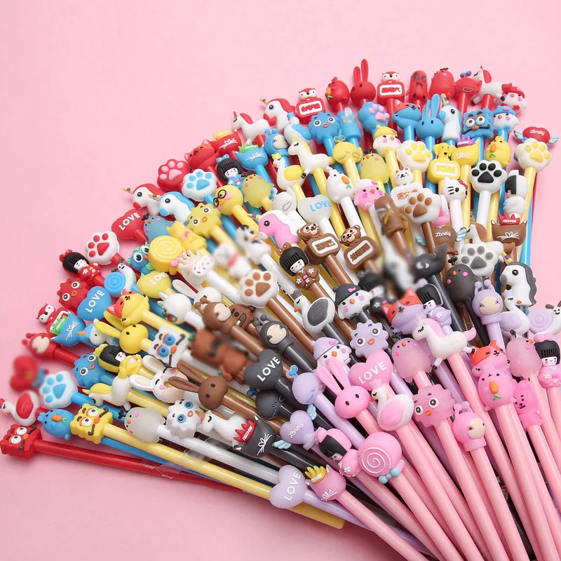 

40 pcs/lot Cartoon Animal series Gel Pen Cute 0.5 mm black Ink Signature Pens Promotional Gift Stationery School Supplies