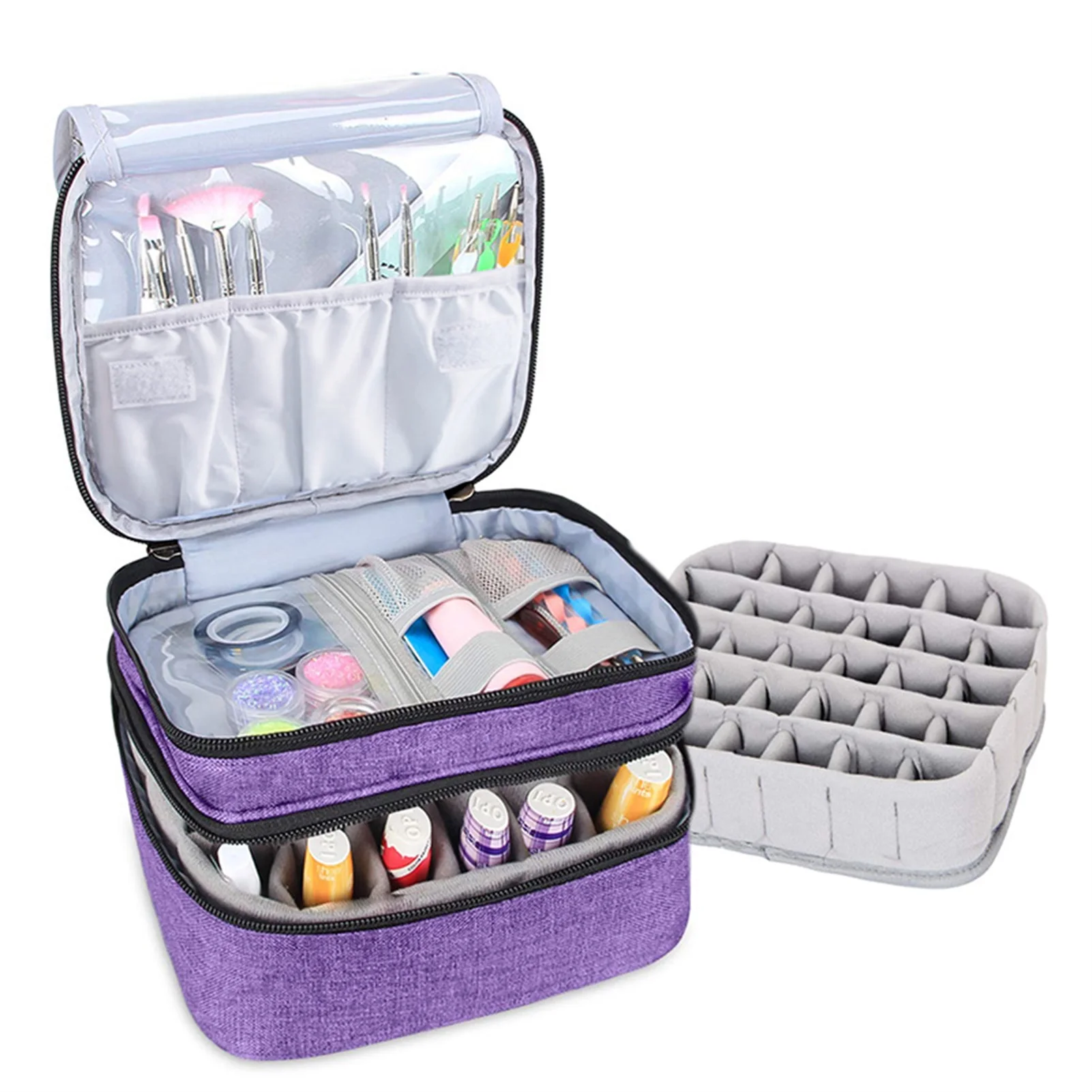 

30 Bottles Essential Oil Carry Bag Portable Large Capacity Double-layer Travel Nail Polish Essential Oil Box Storage Organizer