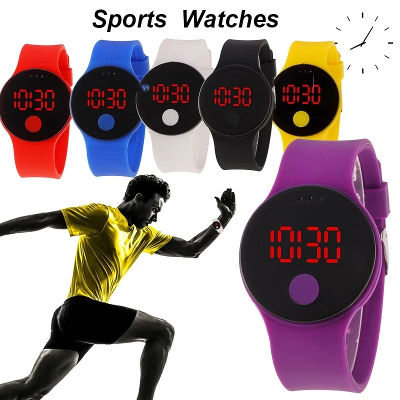 Часы наручные с силиконовым ремешком для мужчин и женщин цифровые