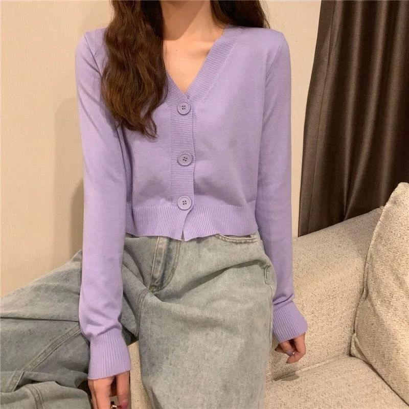 

Women Casual Front Buttons Knitted Cardigan Long Sleeve V neck Solid High Street Warm Coat 2021 Autumn Winter Fasion Tops