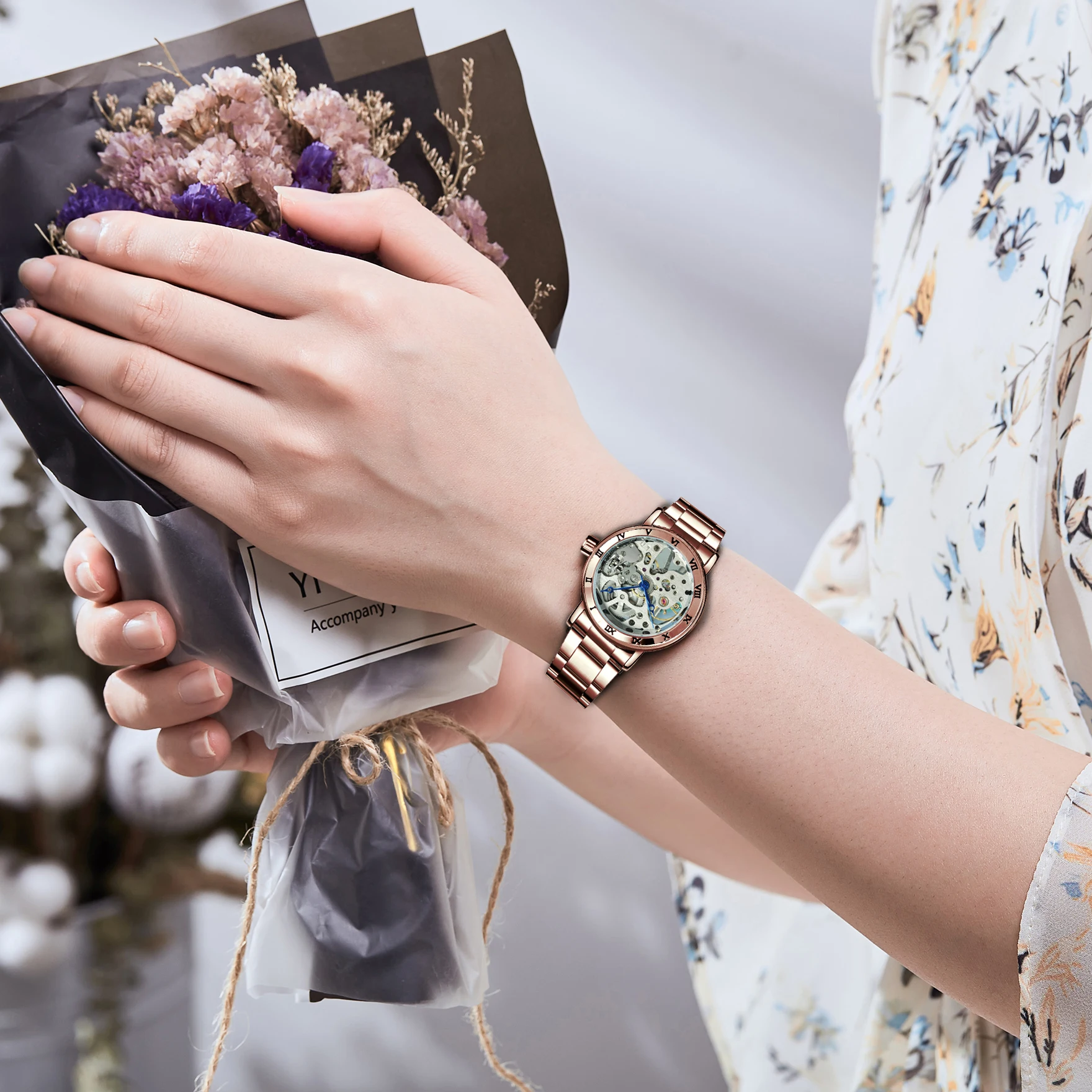 2021 новые модные женские часы со скелетом механические платье элегантный золотой