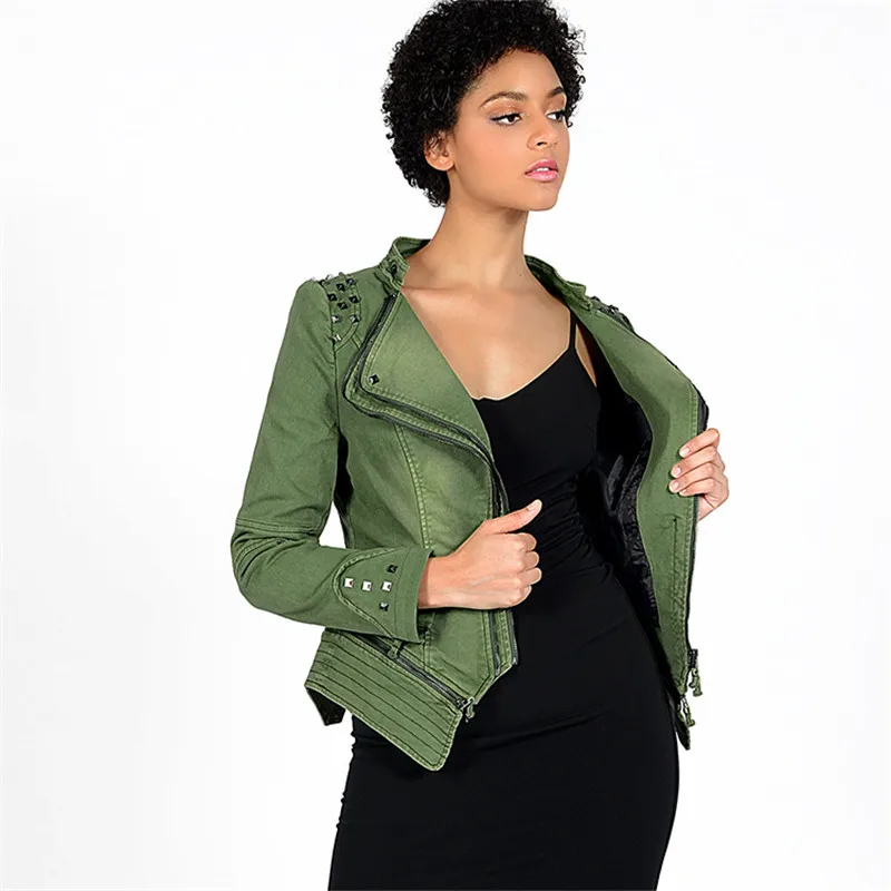 

Large Size 6XL Short Denim Jackets Women 2020 Autumn Long Sleeve Vintage Casual Slim Jean Jacket Rivet Zipper Bomber Denim Coat