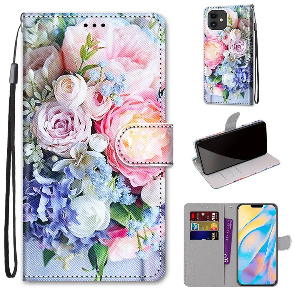 fashion flower phone case for huawei honor 7a 8a 9a 7s 8s 9s 7c 8x 9x 10x 8 9 10 lite 9c 6x 7x y7a y9a y6p y7p flip leather etui free global shipping
