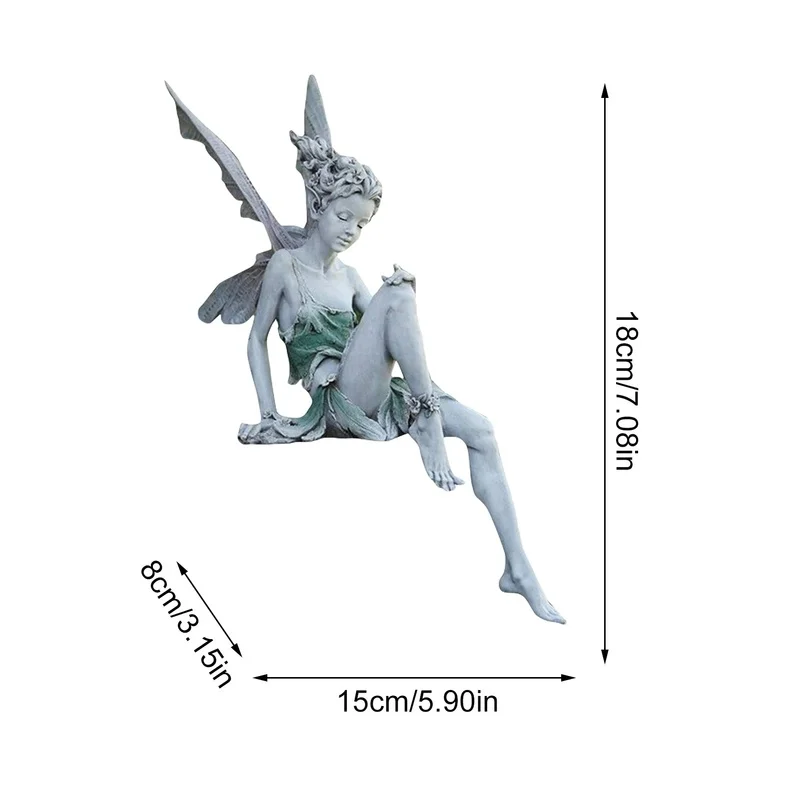

Flower Fairy Statue Sitting Garden Ornament Resin Craft Landscaping Yard Decoration Home Garden Decoration Outdoor Accessories