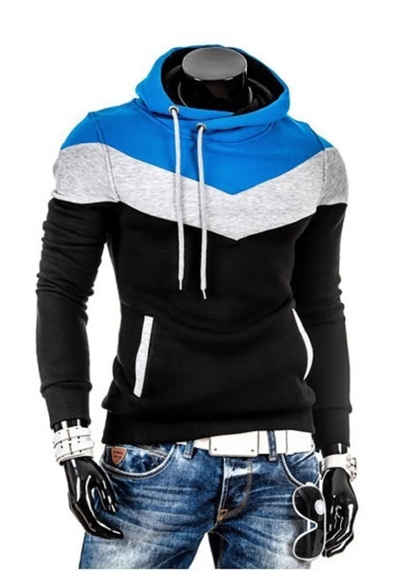 

ZOGAA 2020 New Autumn and Winter men's hoodies contrast color slim thickened fleece hoodies
