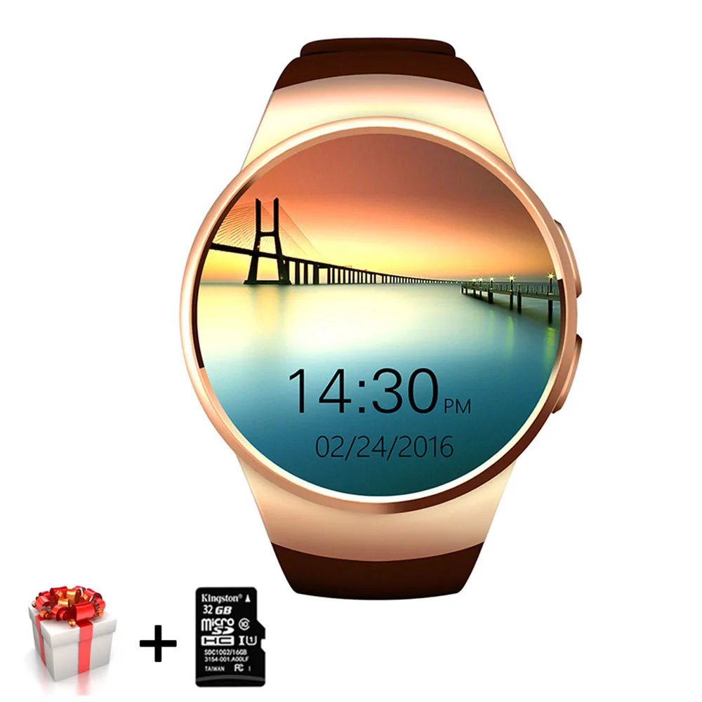 Gold add 32G TF Kaimorui KW18 Смарт-часы для мужчин Bluetooth шагомер сердечного ритма спортивные подключаемые к телефону часы TF sim-карты Smartwatch для Xiaomi Android IOS - Цвет: Gold add 32G TF