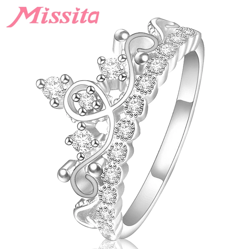MISSITA 100% 2019 новые модные классические кольца с короной для женщин прозрачным