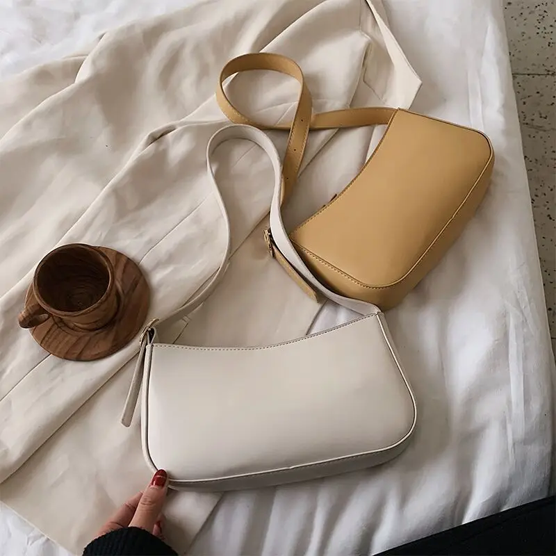 

Cute Solid Color Small PU Leather Shoulder Bags For Women 2021 New Fashion Summer Simple Handbags And Purses Female Travel Totes