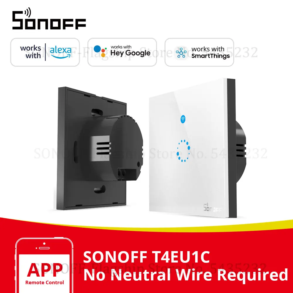 Itead SONOFF T4EU1C не требуется нейтральный провод переключатель Wifi умный настенный
