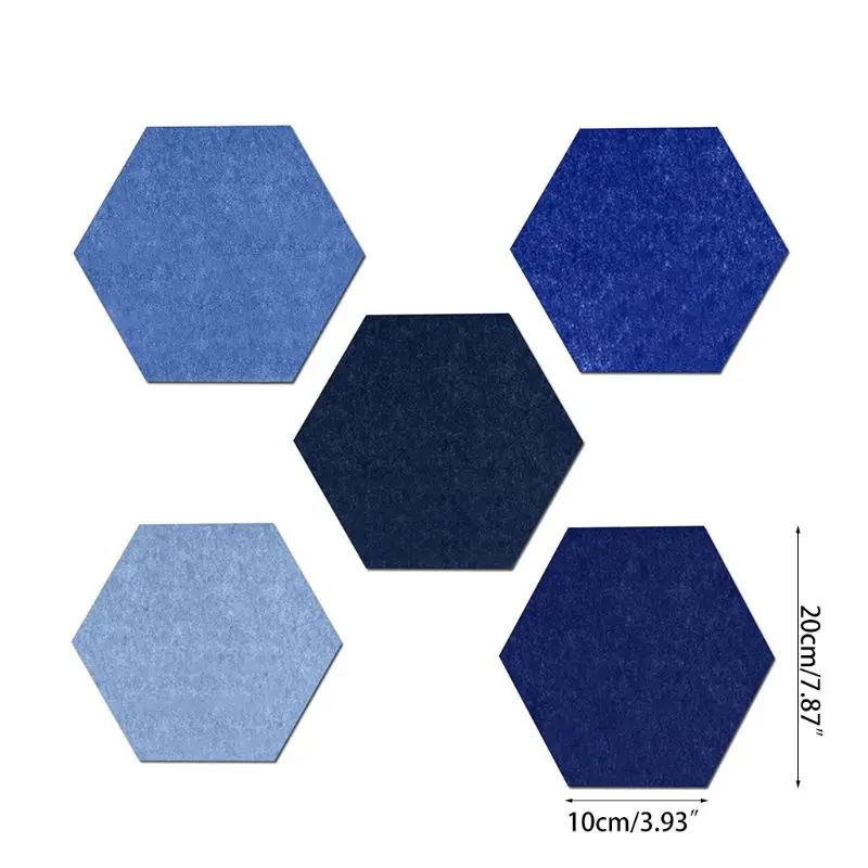 

5PCS Hexagon Felt Pin Board Self Adhesive Bulletin Memo Photo Cork Boards Colorful Foam Wall Decorative Tiles
