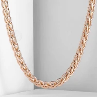 5 5mm womens mens necklace flat hammered wheat chain 585 rose gold color necklace fashion wedding party jewelry 5060cm dcn02