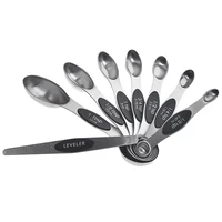 stainless steel double headed magnetic measuring spoon teaspoon for dry and liquid ingredients