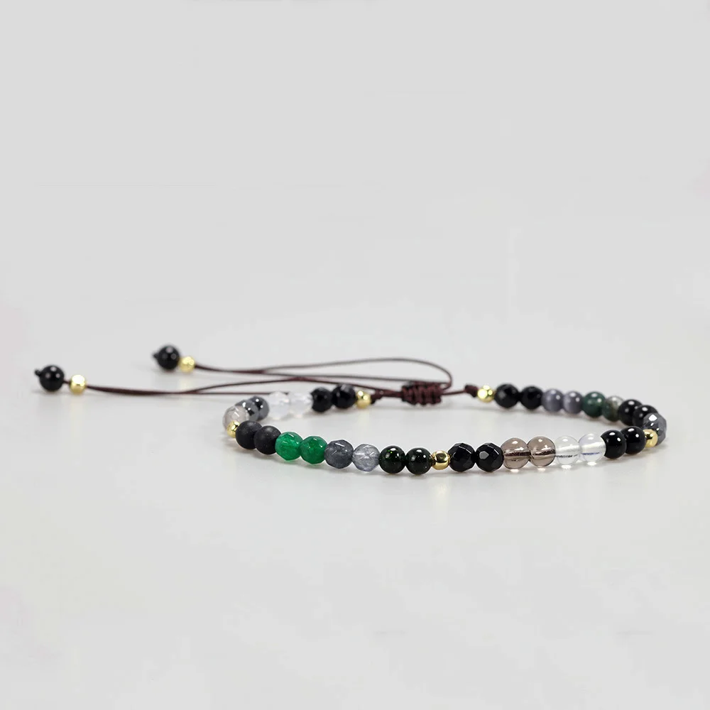 Женский браслет с натуральными бусинами 4 мм|Гибкие и жесткие браслеты| |