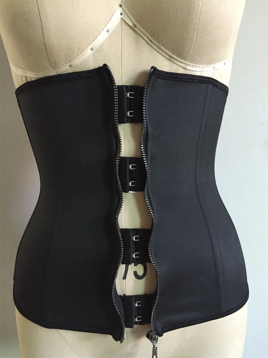 Women Latex Waist Trainer Cincher Zip with Hook Closure Body Shaper Lady Workout Sports Shapewear Weight Loss