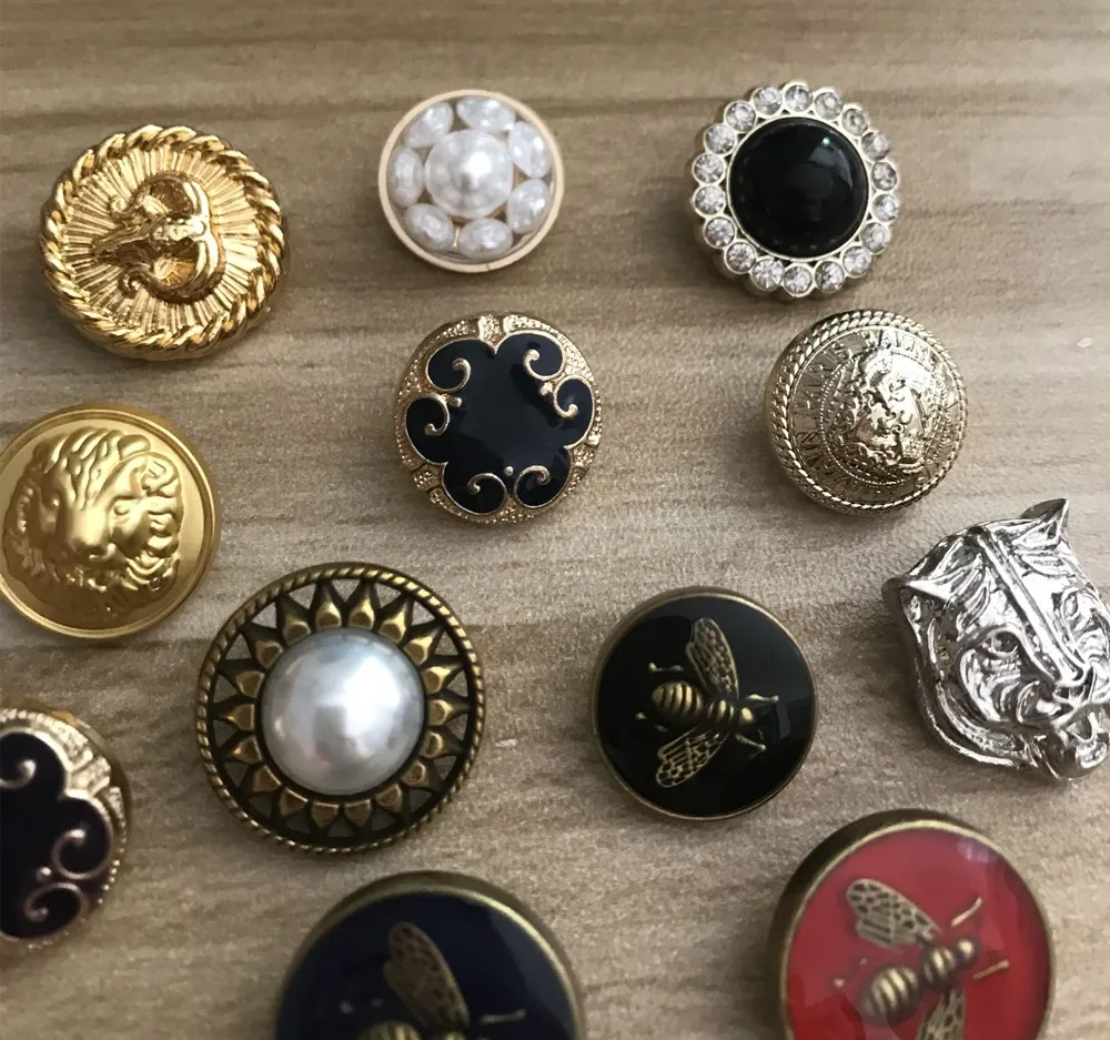POVUOP маленькая Металлическая пуговица со стразами и жемчугом; buttonfor Костюмы 10 штук в 1 партии