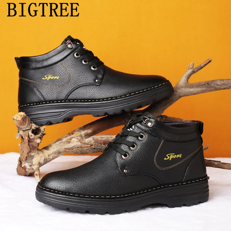 Зимние ботинки Мужская обувь в стиле милитари Ботильоны зимняя Кожаные