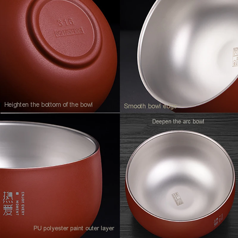 Двухслойная Изолированная миска из нержавеющей стали в китайском японском стиле