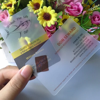 

100 pcs/lot custom Transparent PVC visit cards Customized clear/frost Business Card printing