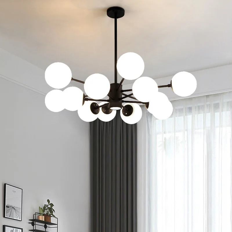Modern Led Chandelier Pendant Lights Fixtures For Living Dining Room Restaurant Bar Decoration Gold Black Glass Hanging Lamp | Лампы и