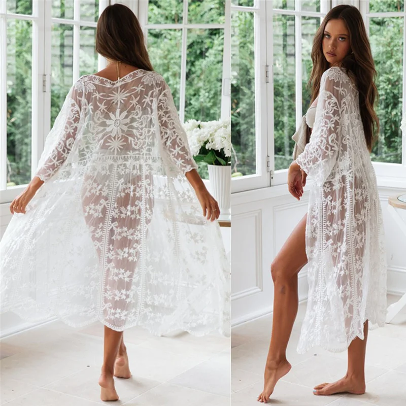 Новинка кружевное вязаное бикини NODELAY женский пляжный кардиган сексуальный