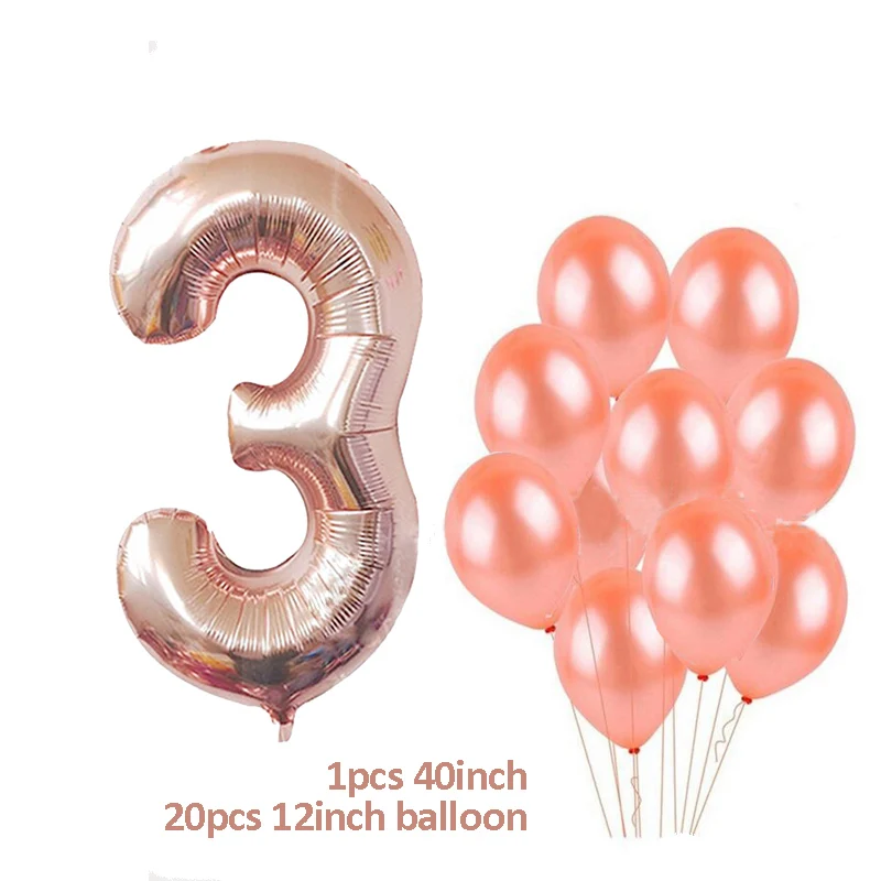 balloons set 3 MEIDDING/вечерние одноразовые столовые приборы цвета розового золота; соломинки для чашек шампанского; декор для вечеринки в честь первого дня рождения; вечерние принадлежности для малышей - Цвет: balloons set 3
