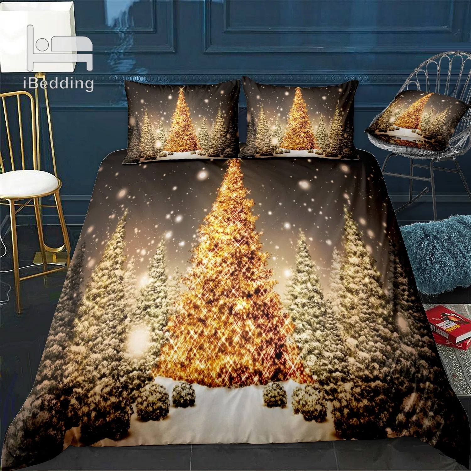 Лидер продаж Рождественская елка и снег 3D Постельное белье печатных постельное