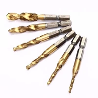 6pcs m3 m10 hexagonal shank drilling tapping chamfering machine high speed steel spiral compound tap chamfering tapping bit